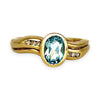 GOLD DEAL | 9ct (9K) Gold Celeste Glow – Swiss Blue Topaz & Diamond Ring Size N 1/2