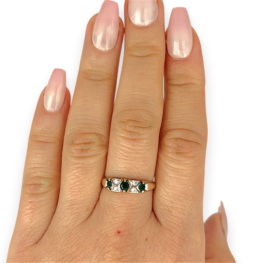 GOLD DEAL | 9ct (9K) Gold Verdant Spark Emerald & Diamond Ring Size N