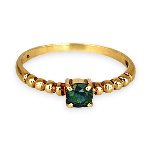 GOLD DEAL | 9ct Gold Whisperleaf – Gold Beaded Sapphire Ring Size M