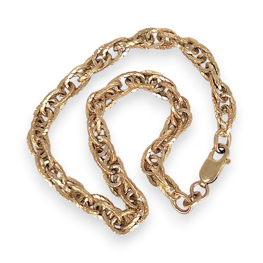 XMAS DEAL | 10kt Multilink Gold Bracelet 19cm Textured Elegance by Michael HIll