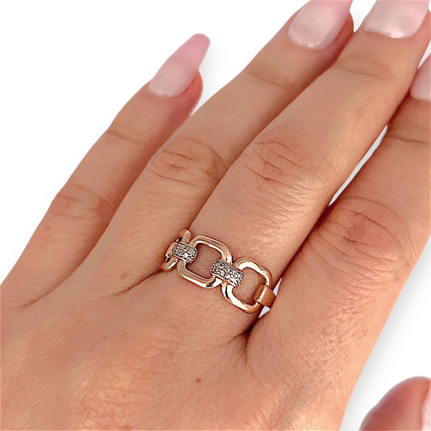 GOLD DEAL | 10ct (10K) Michael Hill Rose Gold Radiance Link Ring Size O