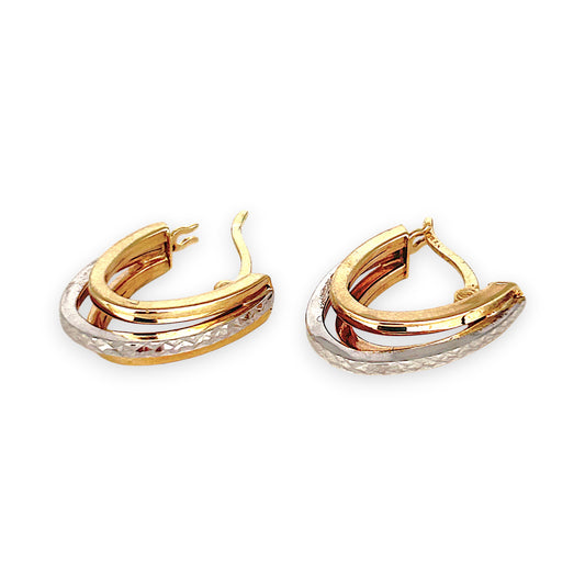 GOLD DEAL | 10ct (10K) Bicolour Gold Brilliant 15.9mm Hoop Earrings by Michael Hill