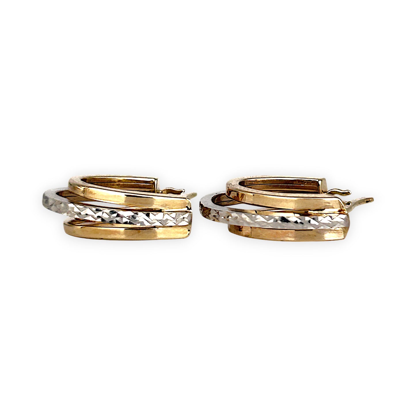 GOLD DEAL | 10ct (10K) Bicolour Gold Brilliant 15.9mm Hoop Earrings by Michael Hill