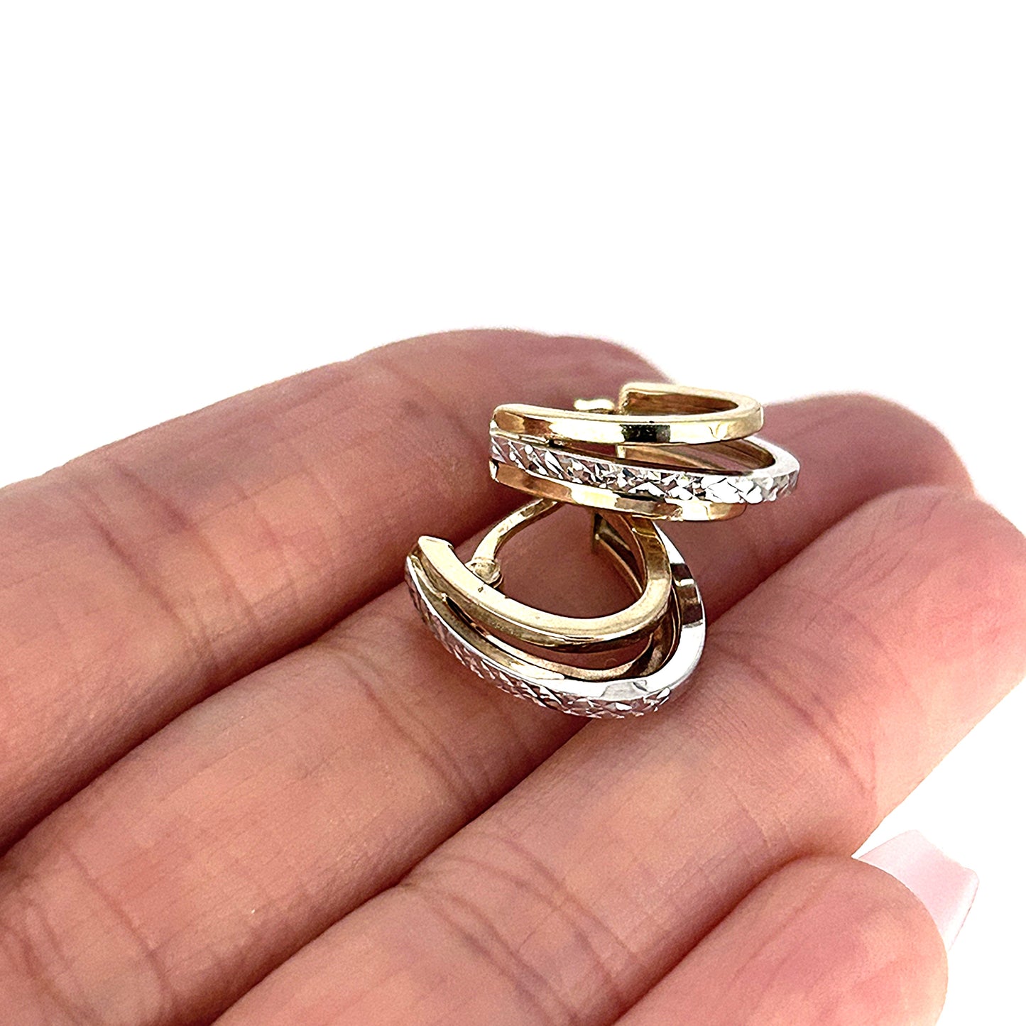 GOLD DEAL | 10ct (10K) Bicolour Gold Brilliant 15.9mm Hoop Earrings by Michael Hill