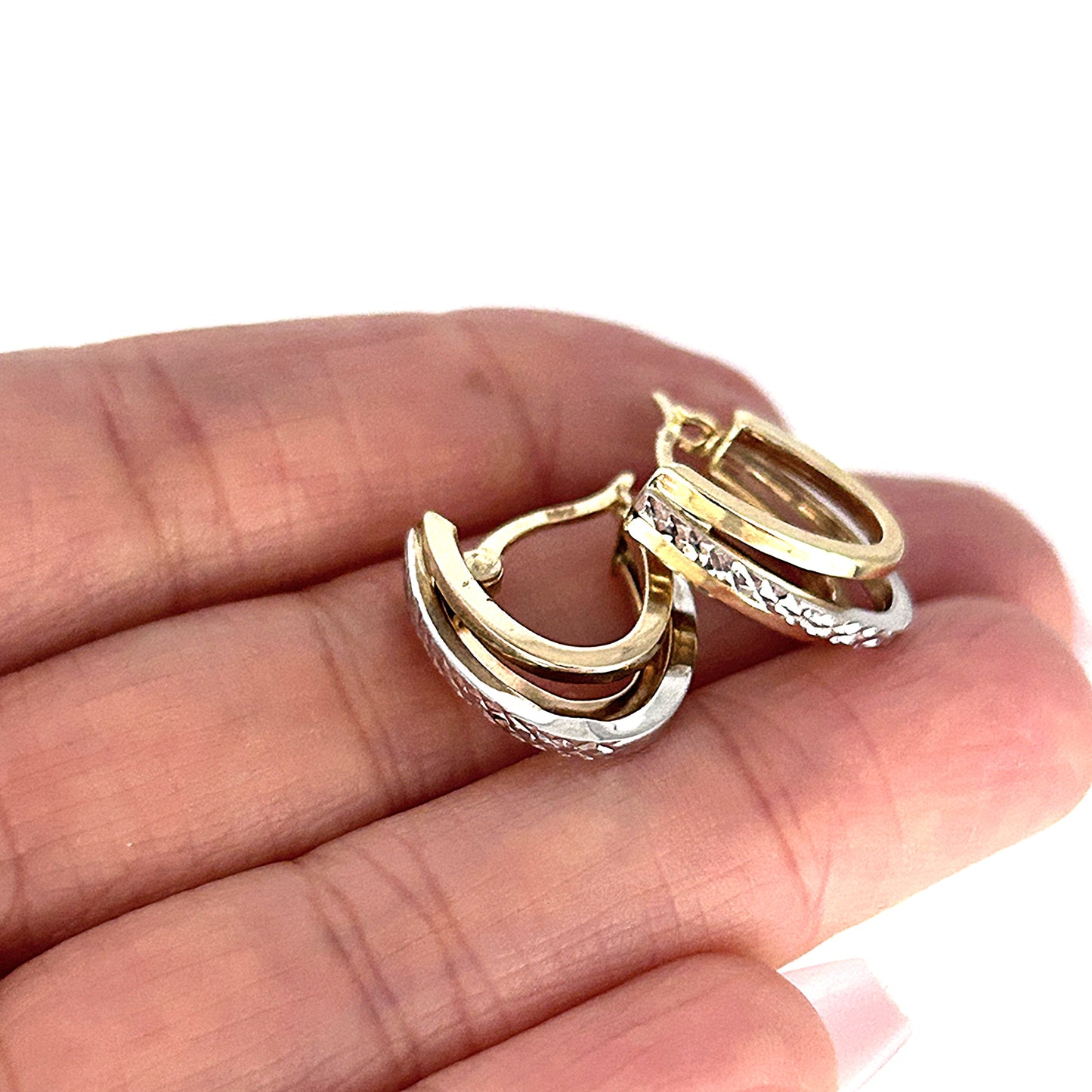 GOLD DEAL | 10ct (10K) Bicolour Gold Brilliant 15.9mm Hoop Earrings by Michael Hill