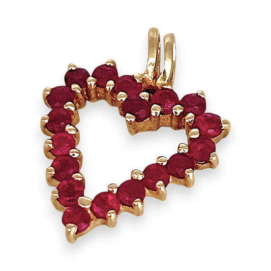 GOLD DEAL | 10ct (10K) Gold Open Heart Natural Ruby Pendant