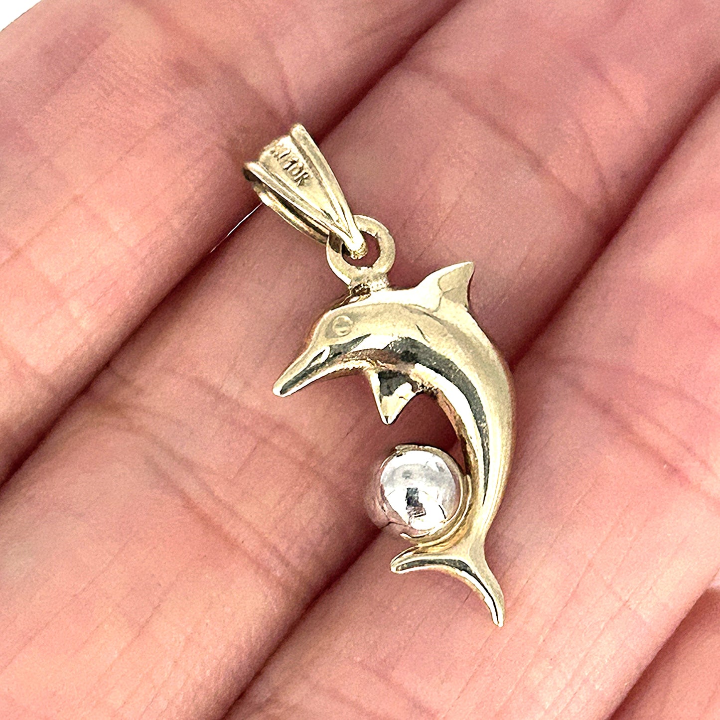 GOLD DEAL | 10ct (10K) Two Tone Gold Joyful Dolphin Pendant by Michael Hill