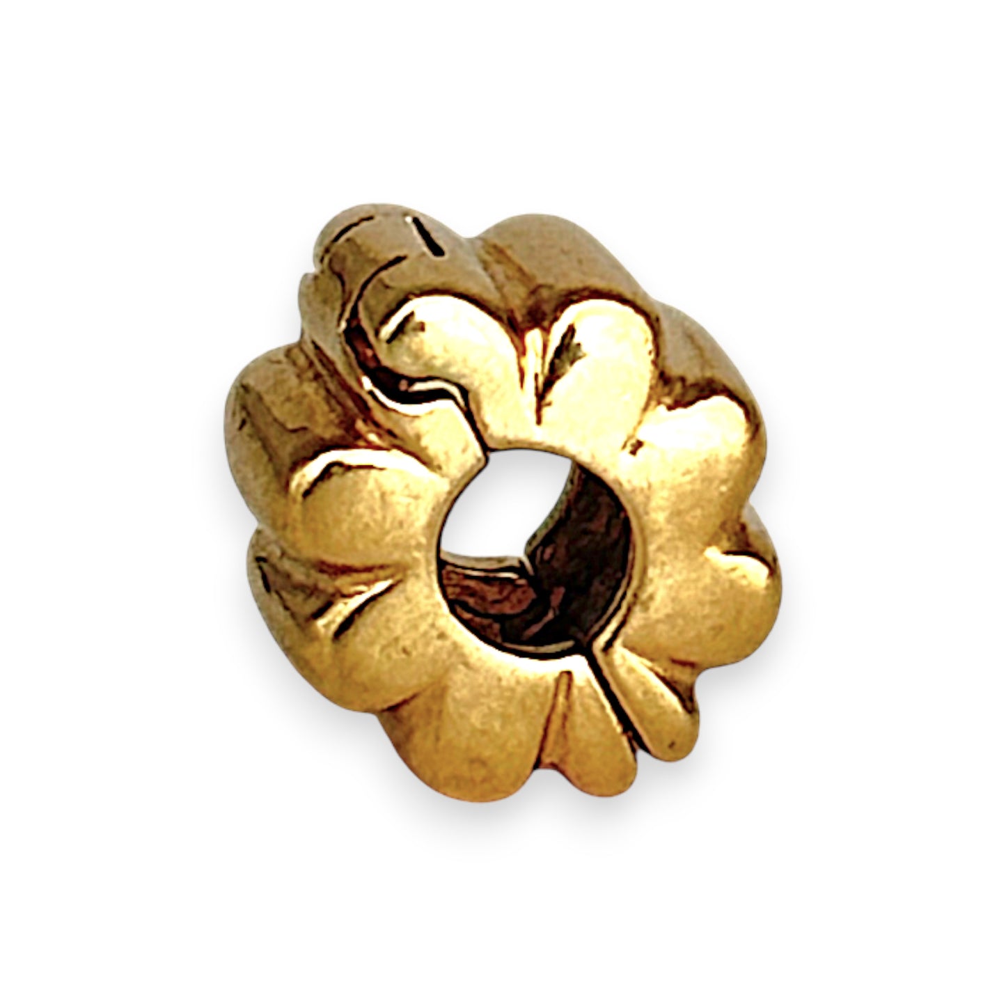 GOLD DEAL | 14ct (14K) Gold Refurbished Pandora Clip Charm - Ribbed Clip
