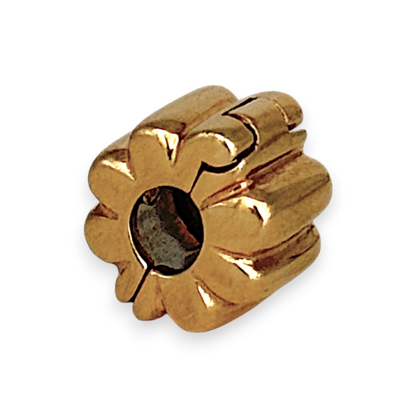 GOLD DEAL | 14ct (14K) Gold Refurbished Pandora Clip Charm - Ribbed Clip