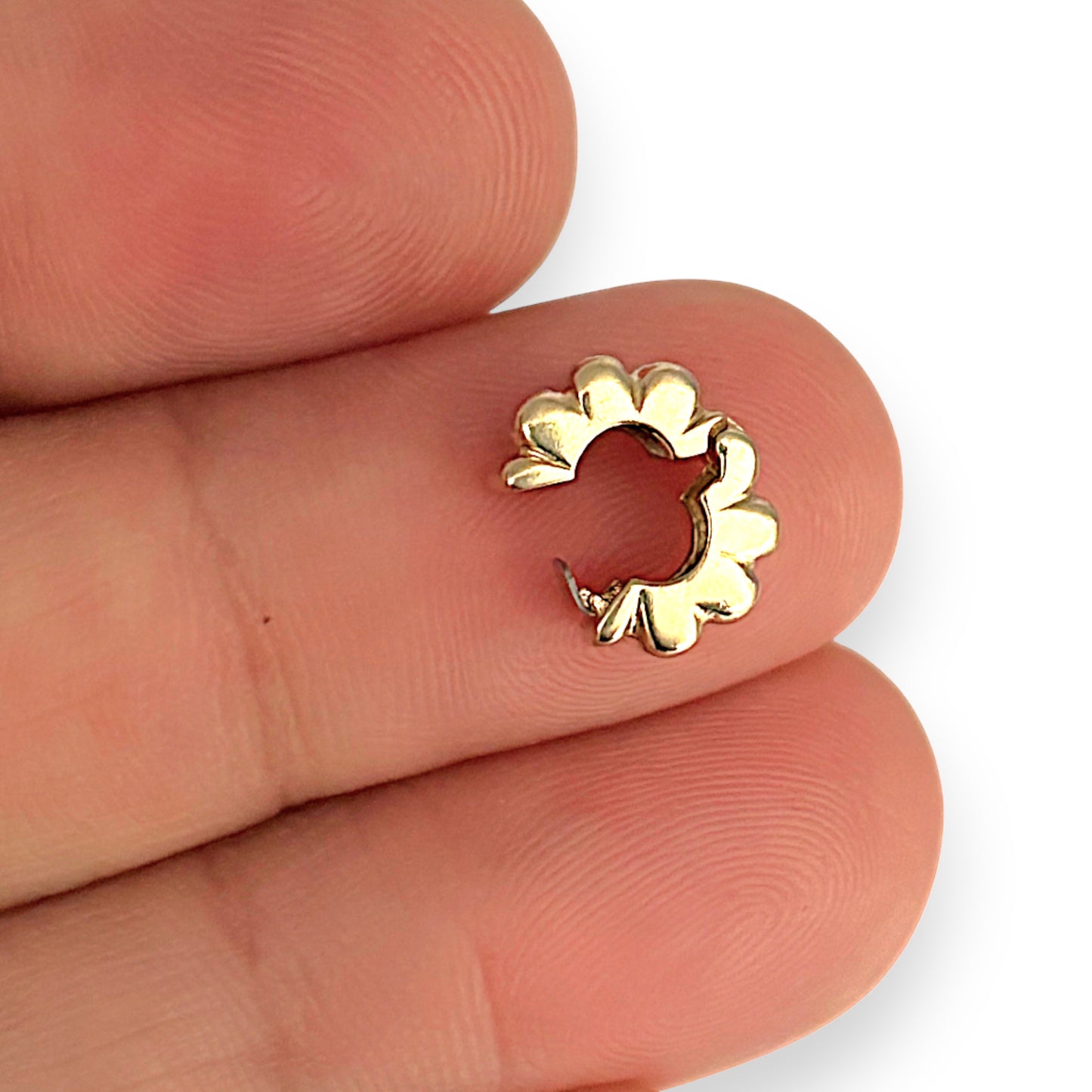 GOLD DEAL | 14ct (14K) Gold Refurbished Pandora Clip Charm - Ribbed Clip