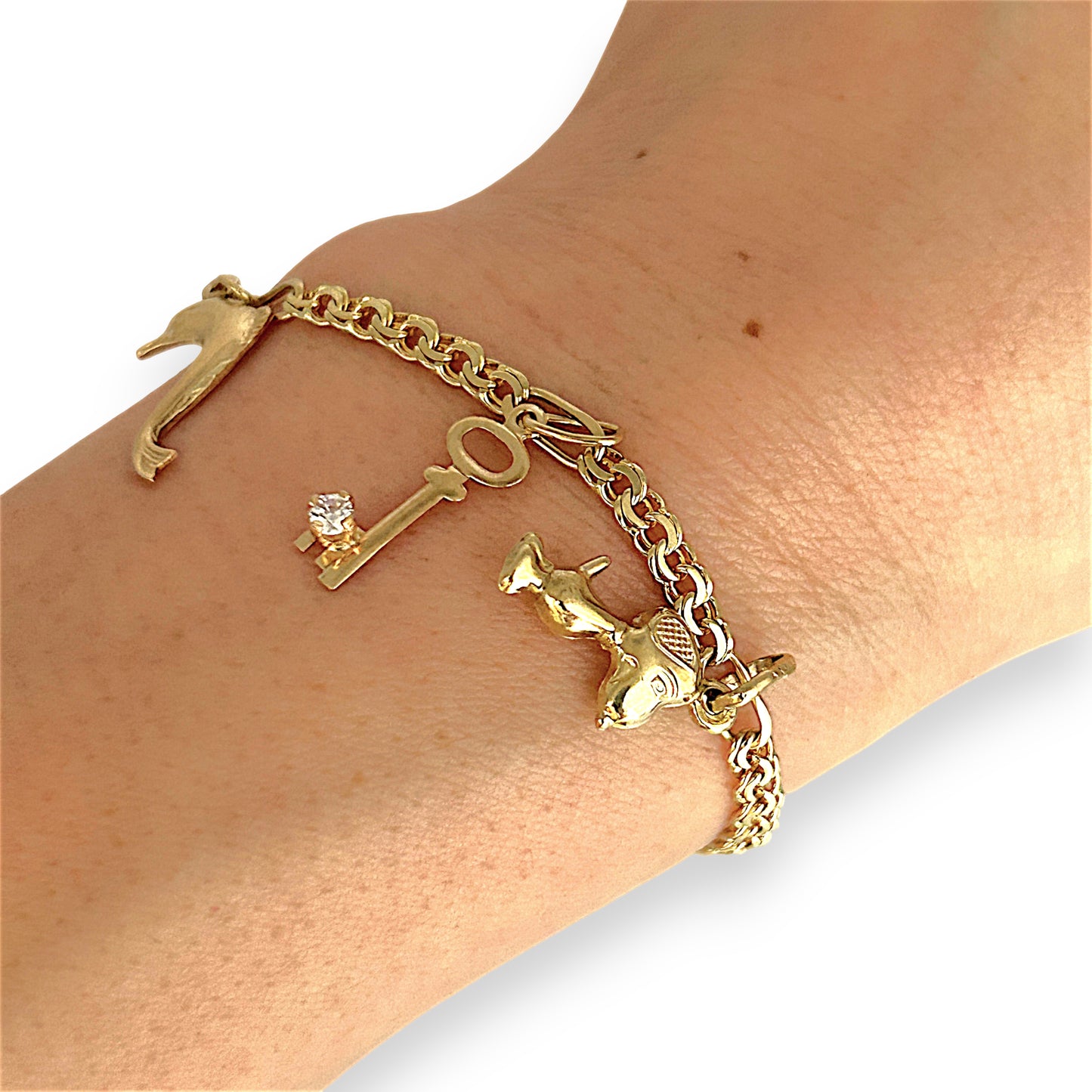 GOLD DEAL | 14ct (14K) Gold 5 Charms Bracelet 18cm