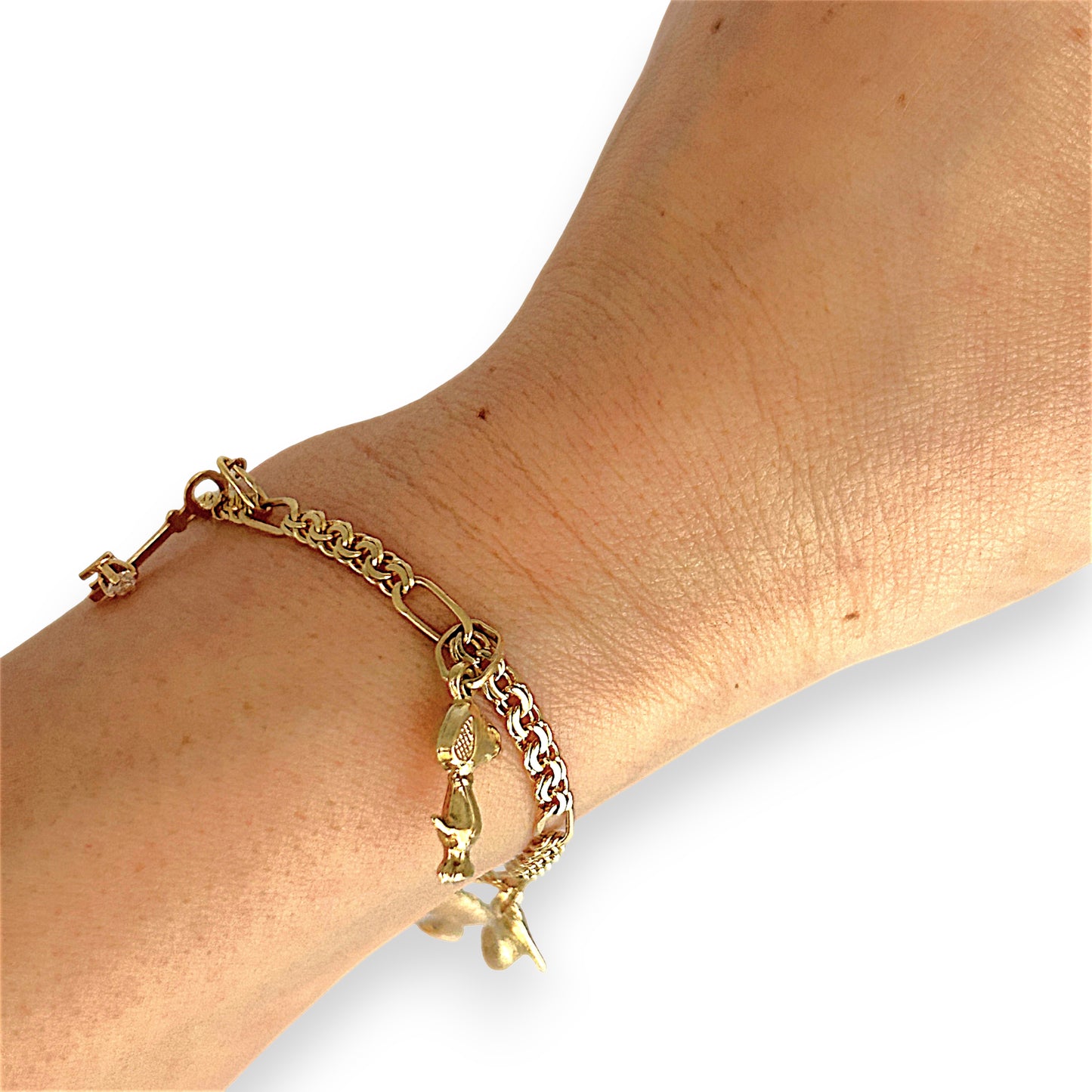 GOLD DEAL | 14ct (14K) Gold 5 Charms Bracelet 18cm