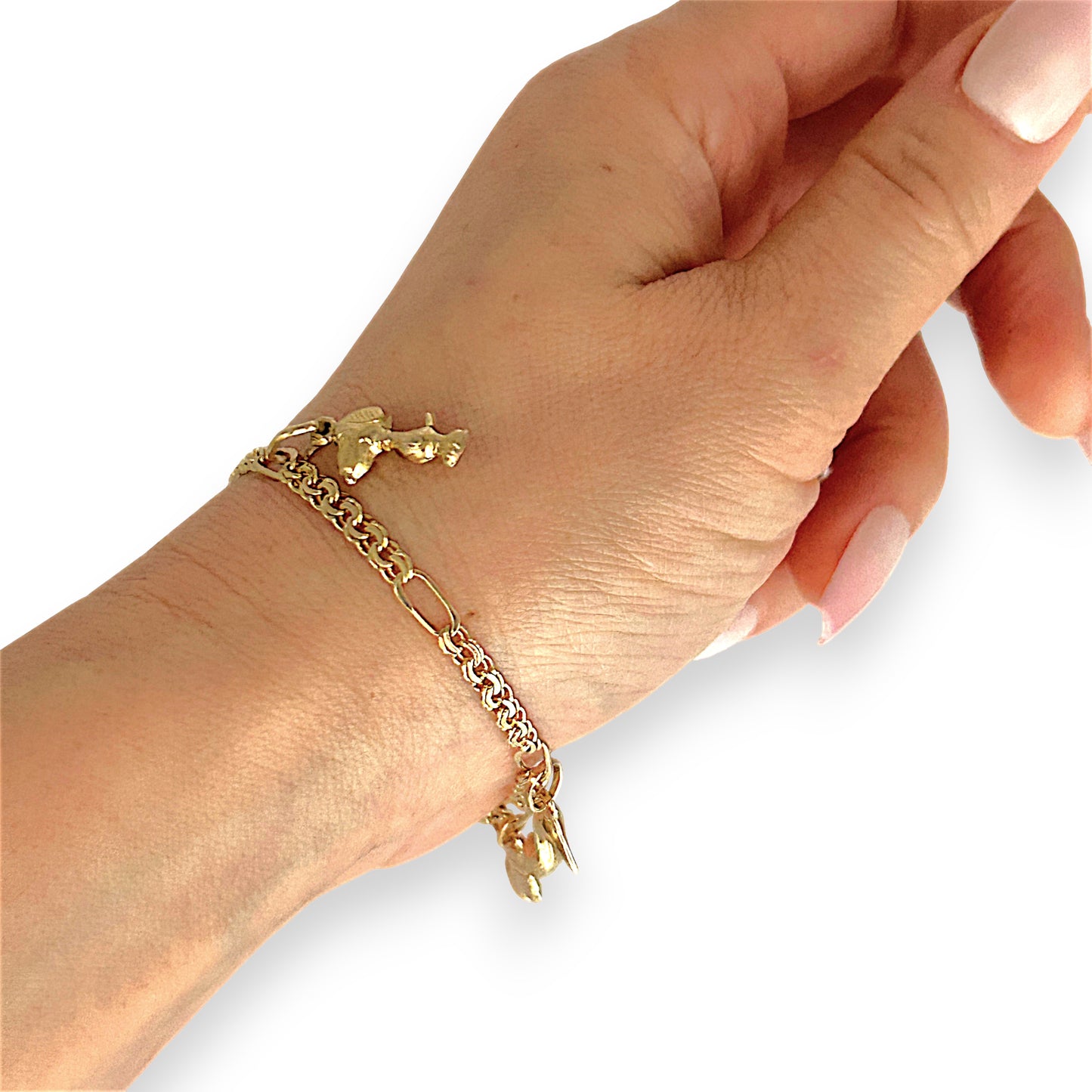GOLD DEAL | 14ct (14K) Gold 5 Charms Bracelet 18cm