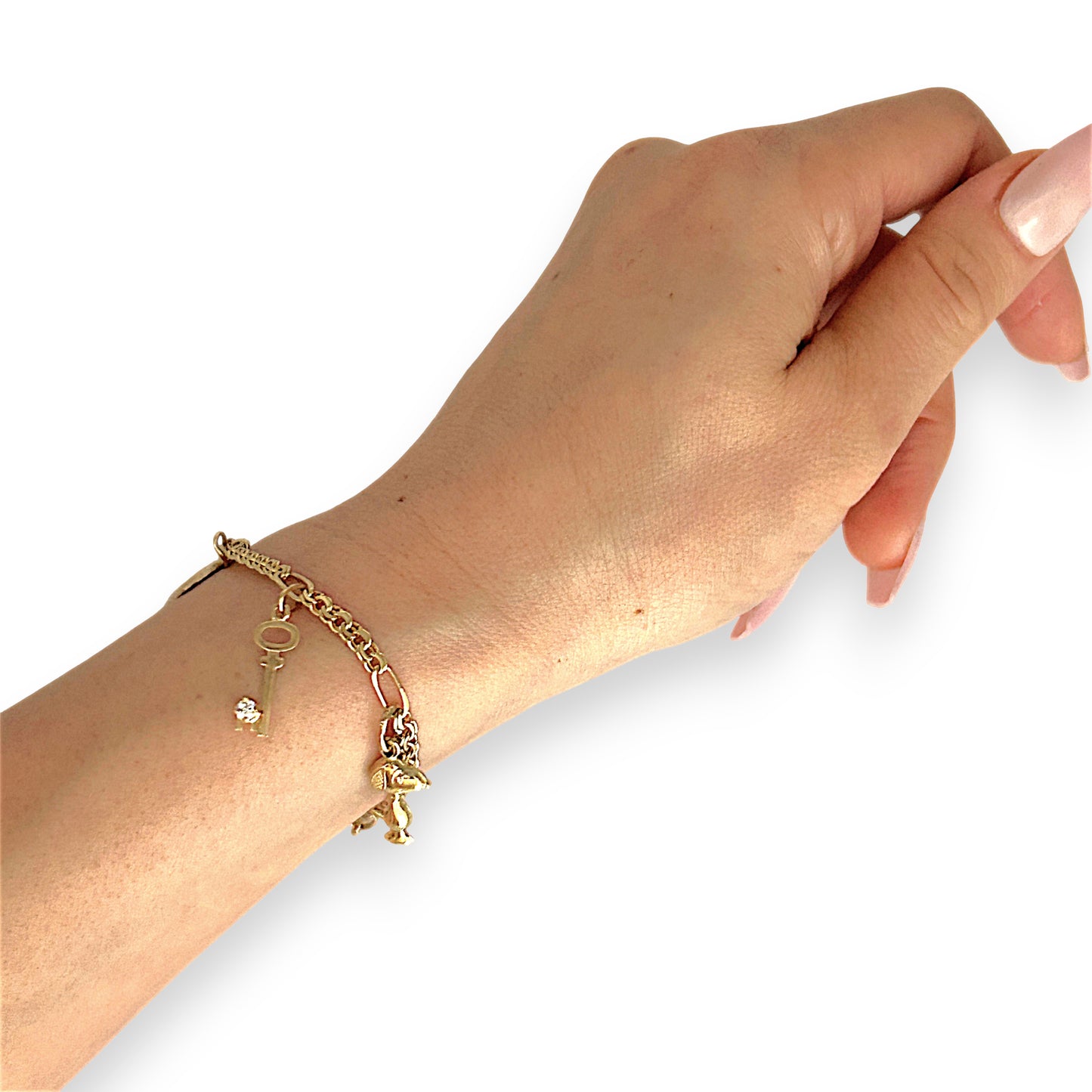 GOLD DEAL | 14ct (14K) Gold 5 Charms Bracelet 18cm