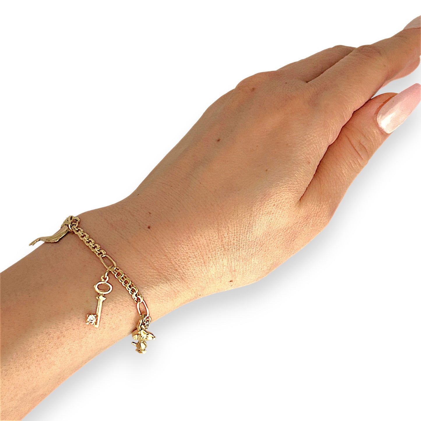 GOLD DEAL | 14ct (14K) Gold 5 Charms Bracelet 18cm