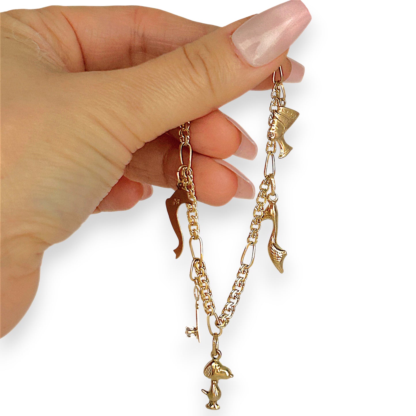 GOLD DEAL | 14ct (14K) Gold 5 Charms Bracelet 18cm