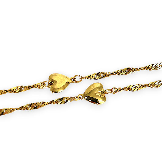 GOLD DEAL | 14ct (14K) Gold Sweet Embrace Heart Charm Bracelet 23cm