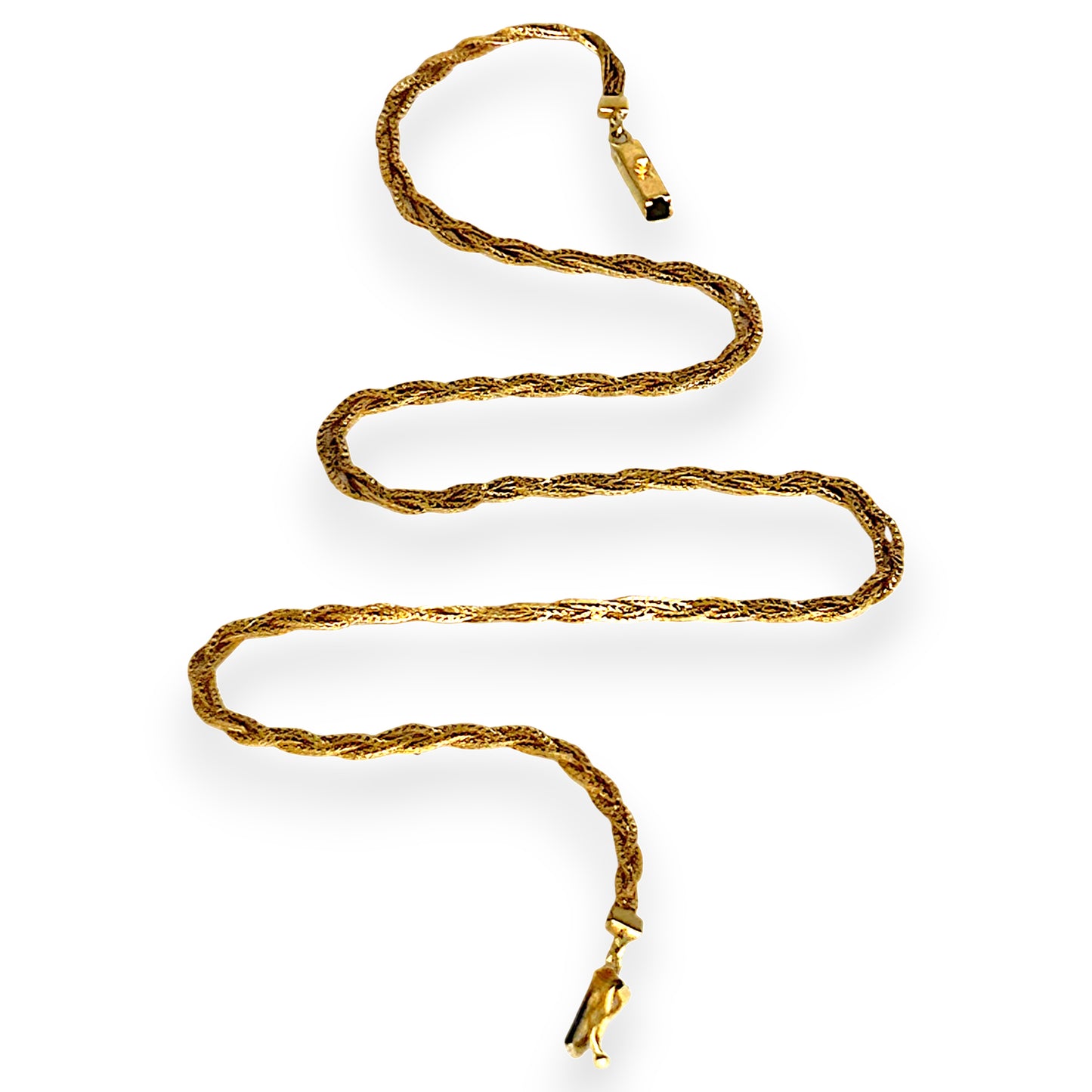 GOLD DEAL | 14ct (14K) Gold Vintage Intricate triple-strand brilliance Chopin Chain 42cm