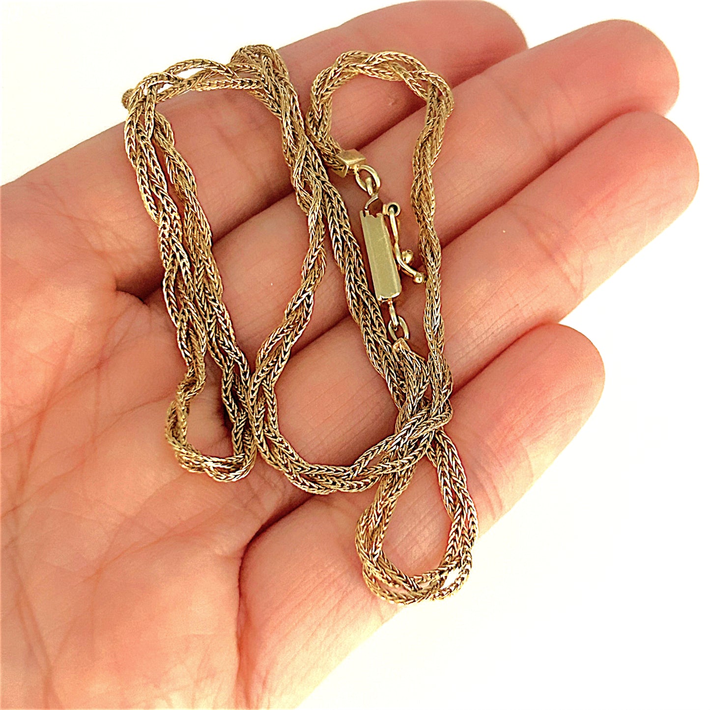 GOLD DEAL | 14ct (14K) Gold Vintage Intricate triple-strand brilliance Chopin Chain 42cm