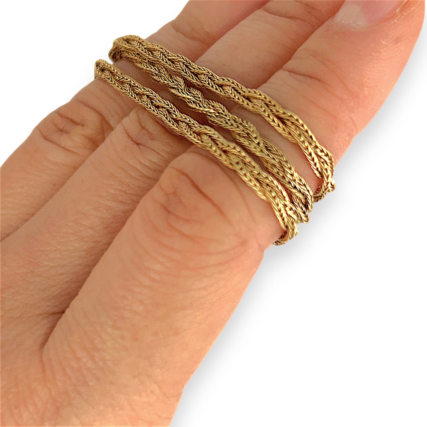GOLD DEAL | 14ct (14K) Gold Vintage Intricate triple-strand brilliance Chopin Chain 42cm