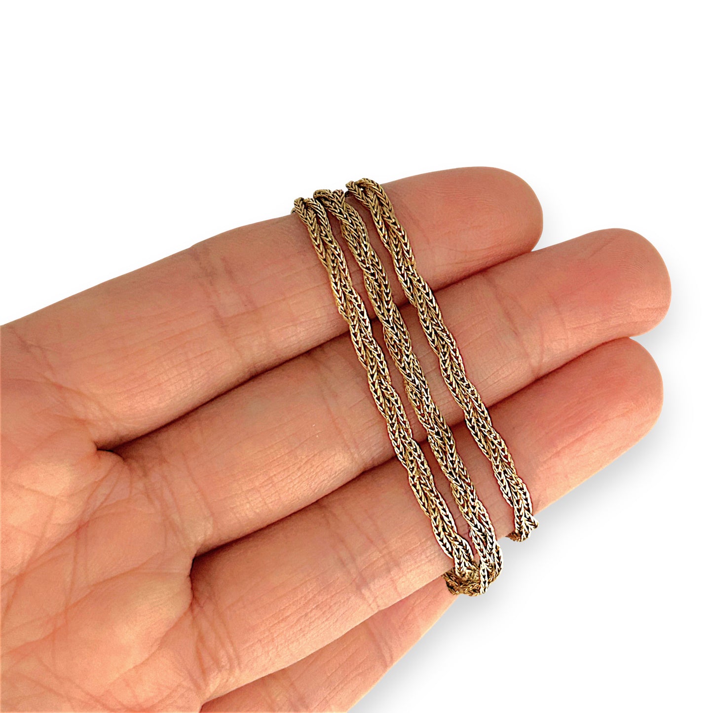 GOLD DEAL | 14ct (14K) Gold Vintage Intricate triple-strand brilliance Chopin Chain 42cm