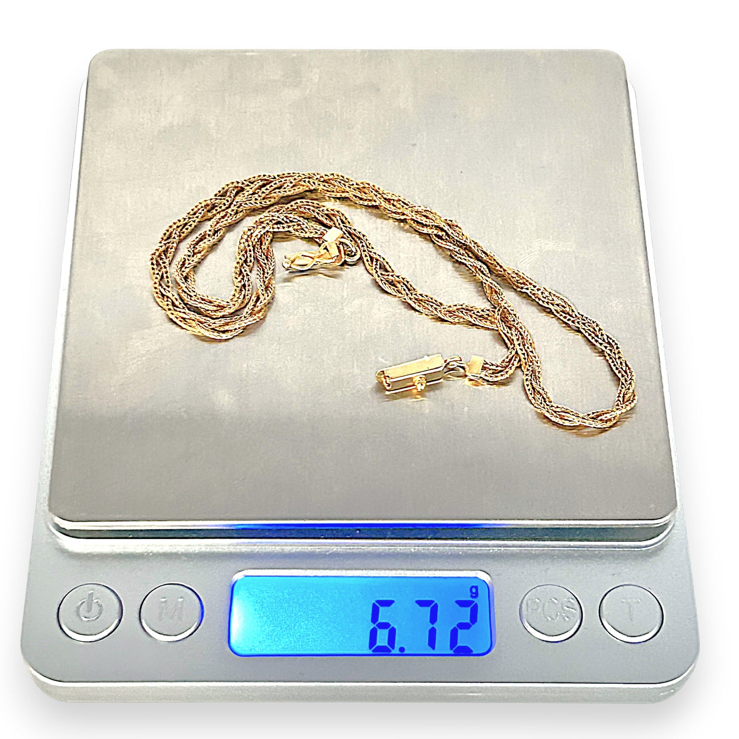 GOLD DEAL | 14ct (14K) Gold Vintage Intricate triple-strand brilliance Chopin Chain 42cm