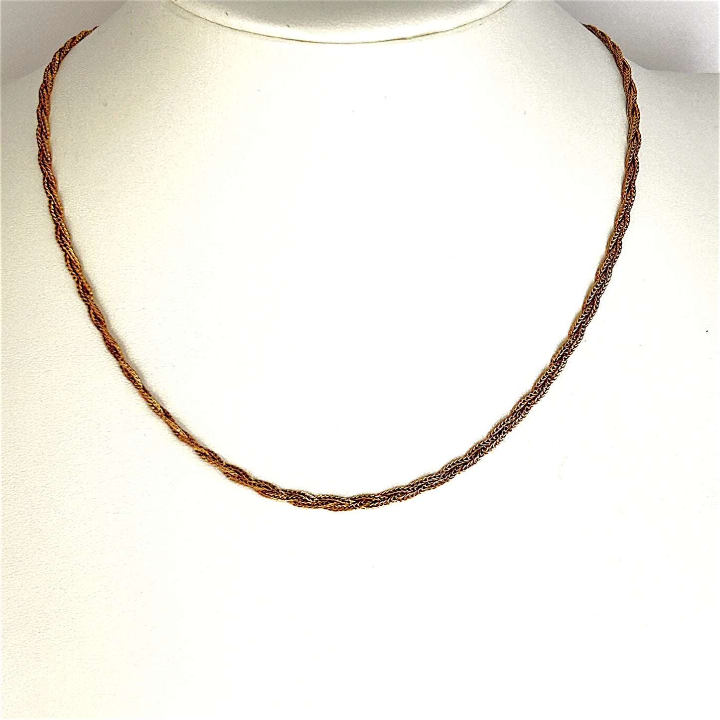 GOLD DEAL | 14ct (14K) Gold Vintage Intricate triple-strand brilliance Chopin Chain 42cm