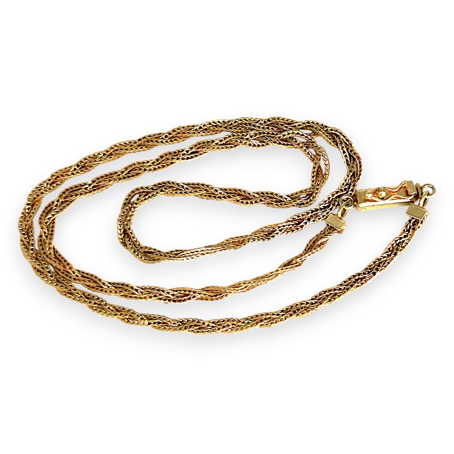 GOLD DEAL | 14ct (14K) Gold Vintage Intricate triple-strand brilliance Chopin Chain 42cm