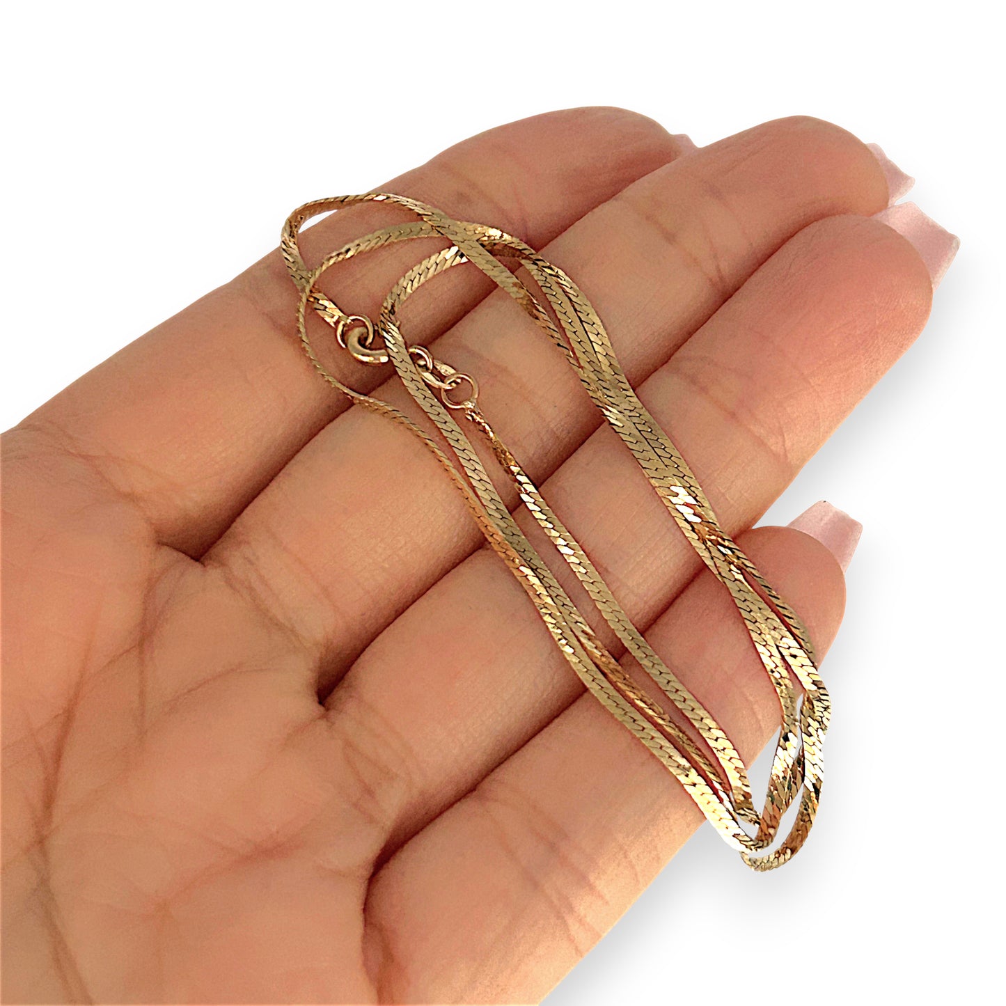 GOLD DEAL | 14ct (14K) Gold Silky Finish Flat Snake Chain 45cm