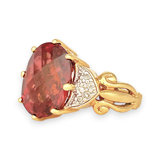 XMAS DEAL | 18kt Gold Pink Tourmaline & Diamond Dress Ring Valuation $8,500
