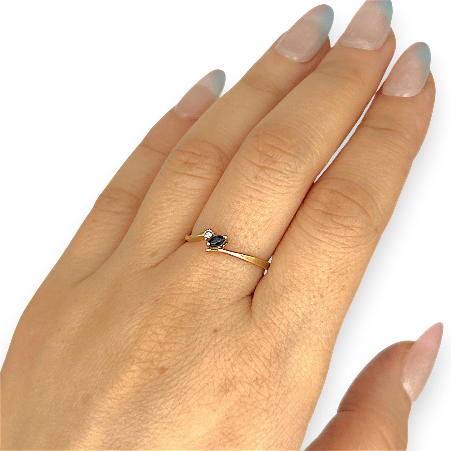 GOLD DEAL | 18ct Gold Celeste Diamond and Sapphire Ring Size M 1/2