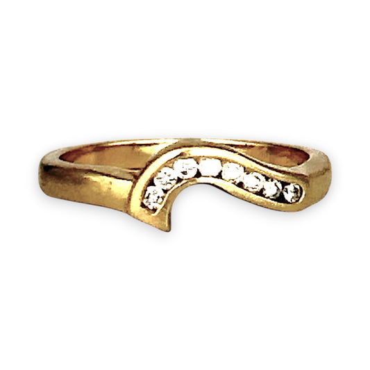 XMAS DEAL | 18kt Gold Michael Hill Diamond Curved Band Ring Size O