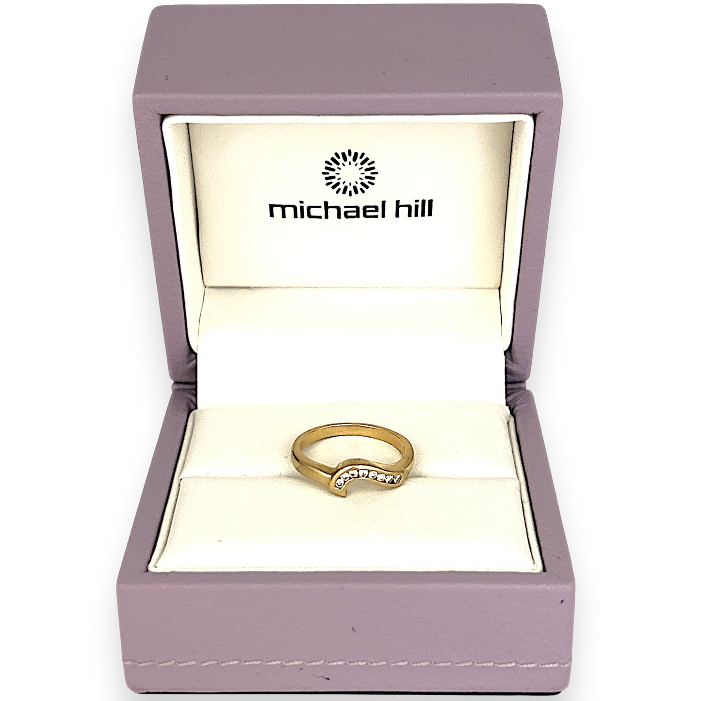 GOLD DEAL | 18ct Gold Michael Hill Diamond Curved Band Ring Size O