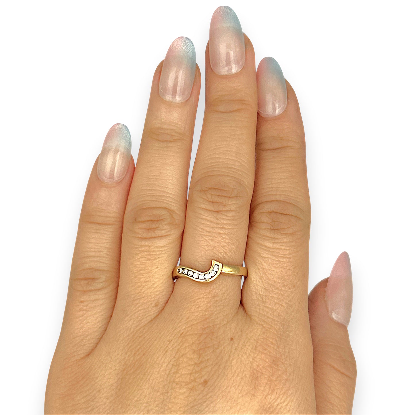 GOLD DEAL | 18ct Gold Michael Hill Diamond Curved Band Ring Size O