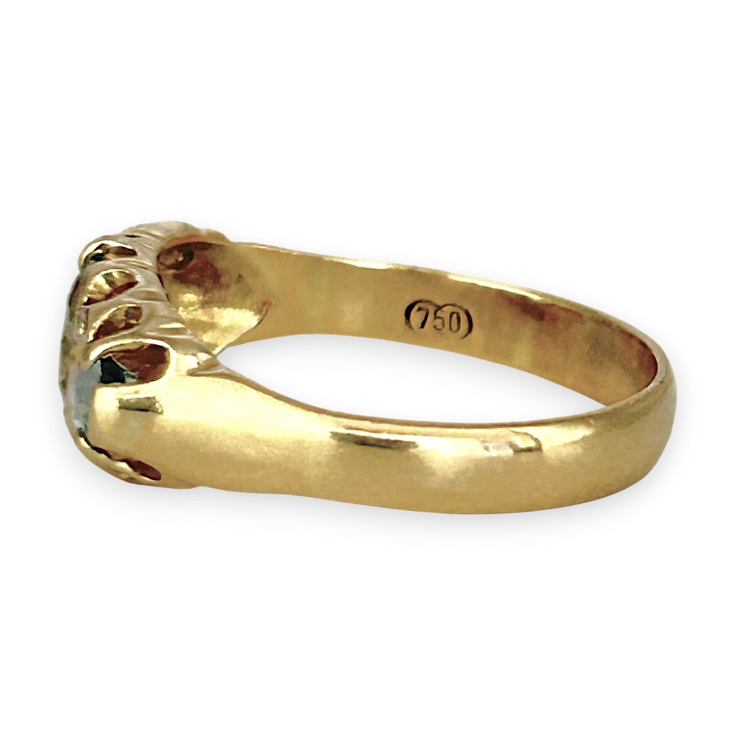 GOLD DEAL | 18ct (18K) Gold Aquamarine & Diamond Trilogy Refurbished Ring Valuation $3,250