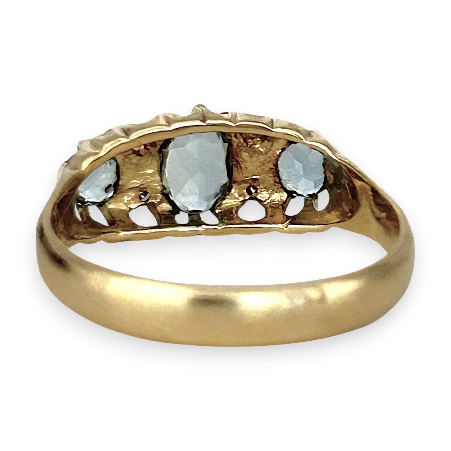 GOLD DEAL | 18ct (18K) Gold Aquamarine & Diamond Trilogy Refurbished Ring Valuation $3,250
