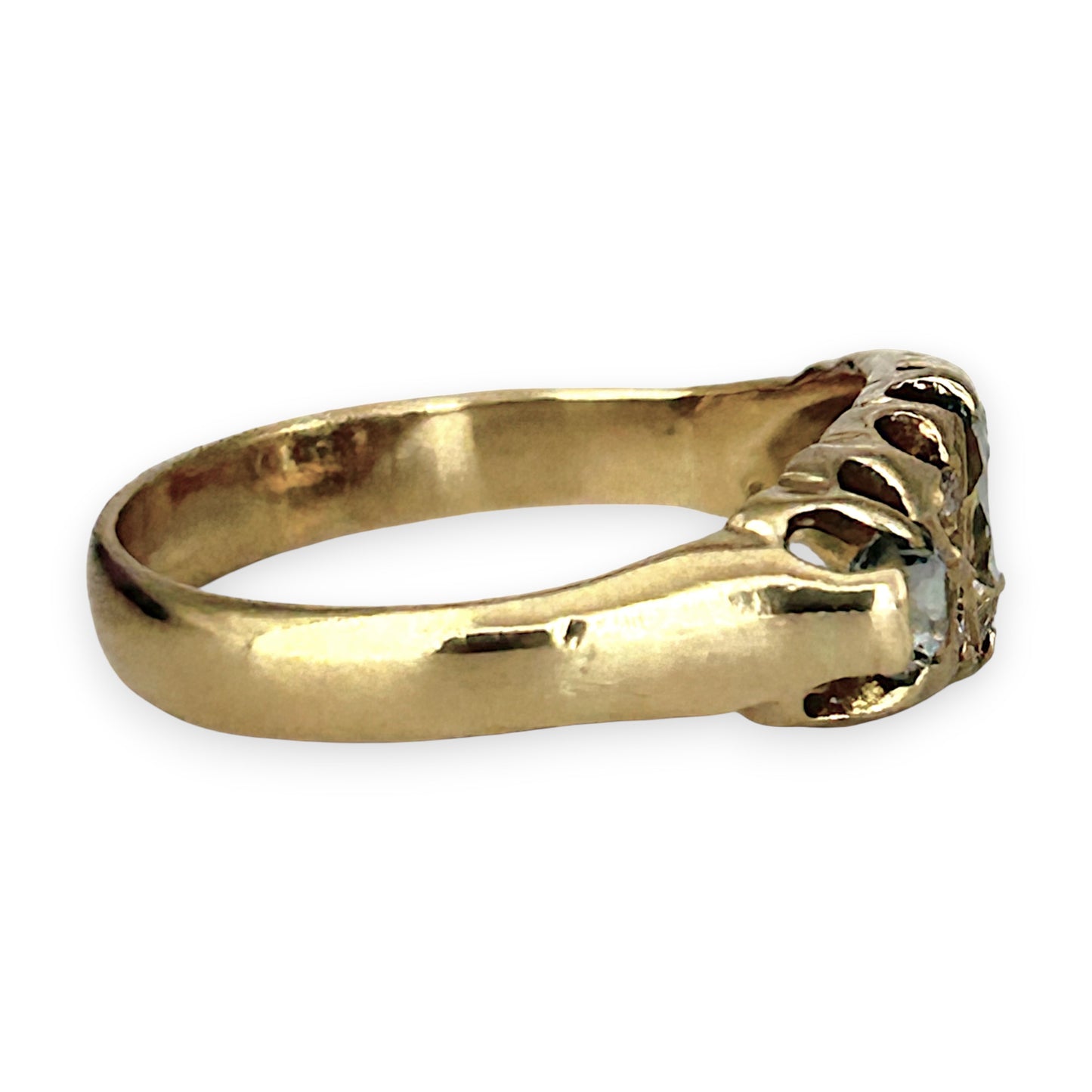 GOLD DEAL | 18ct (18K) Gold Aquamarine & Diamond Trilogy Refurbished Ring Valuation $3,250