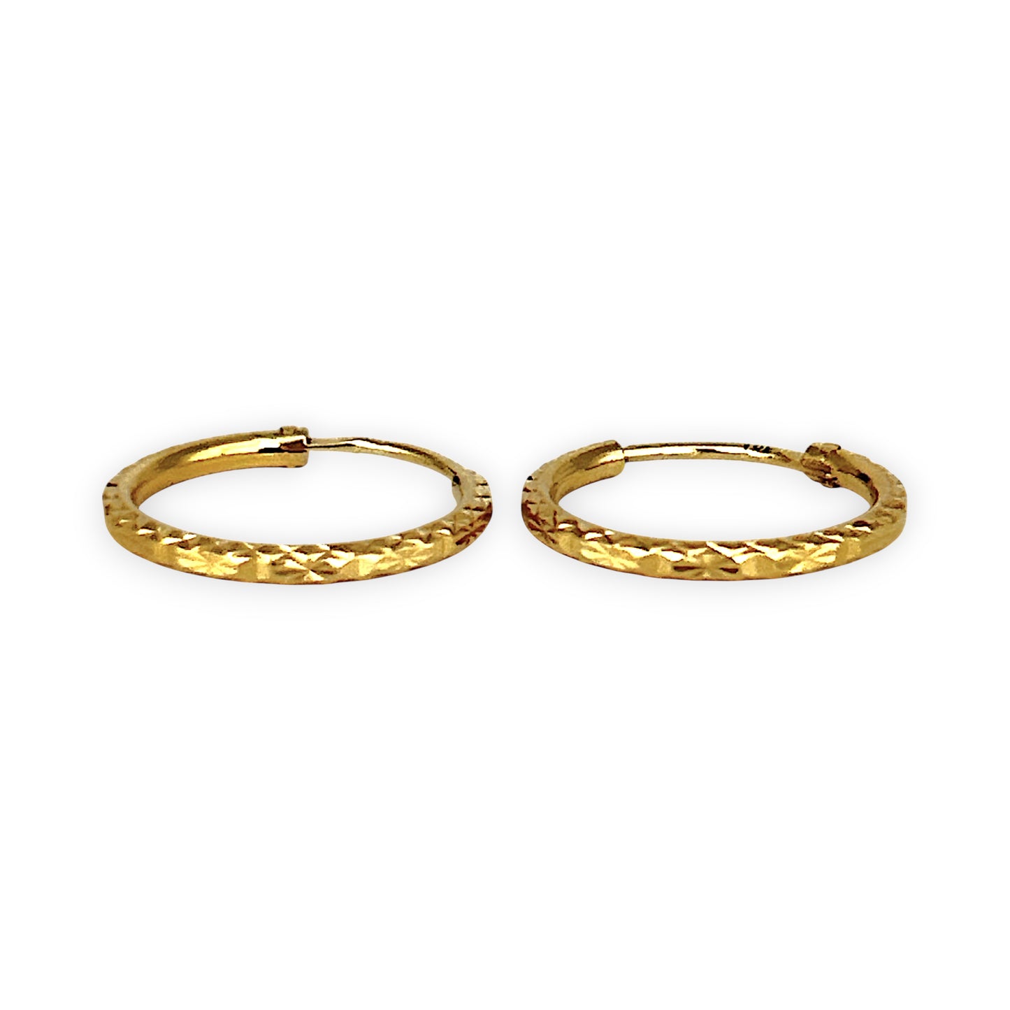 GOLD DEAL | 18ct Gold Diamond Cut Fashion Hoop Earrings 17.6mm