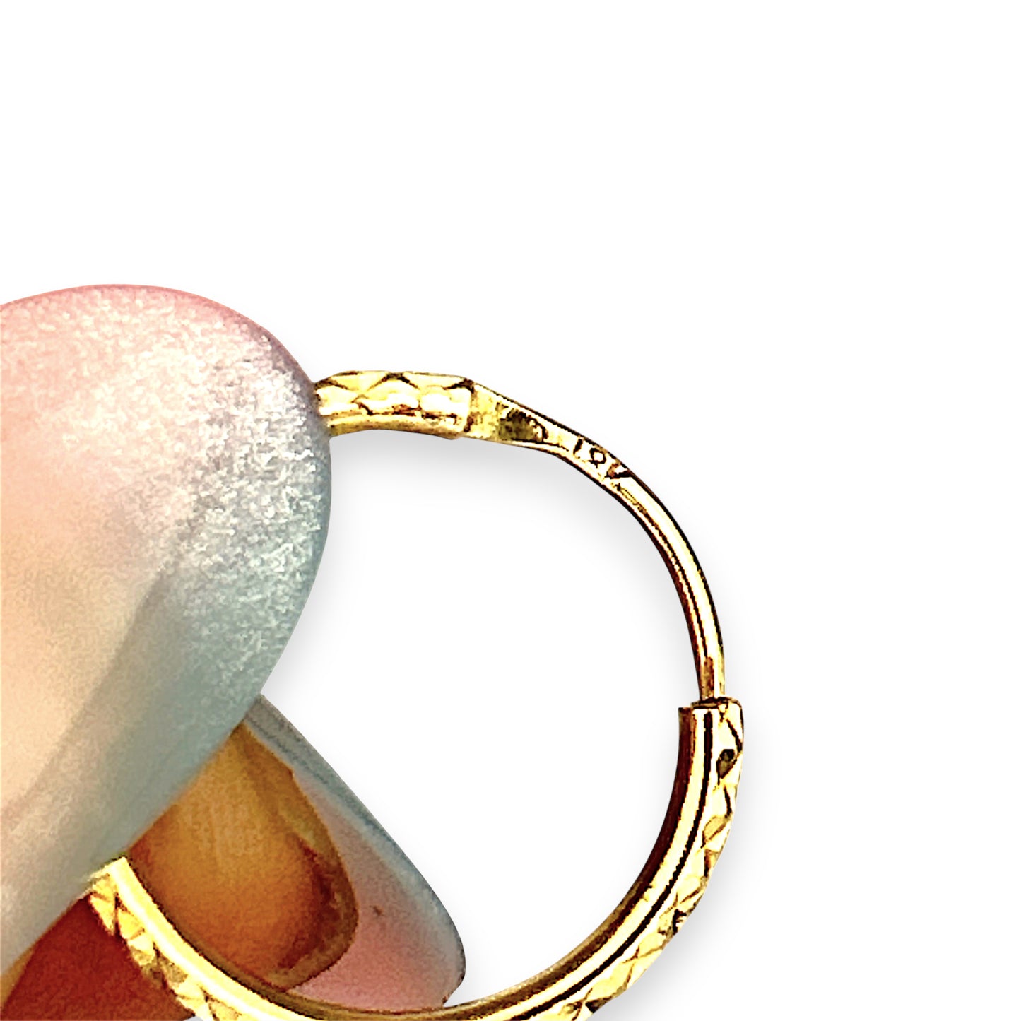 GOLD DEAL | 18ct Gold Diamond Cut Fashion Hoop Earrings 17.6mm