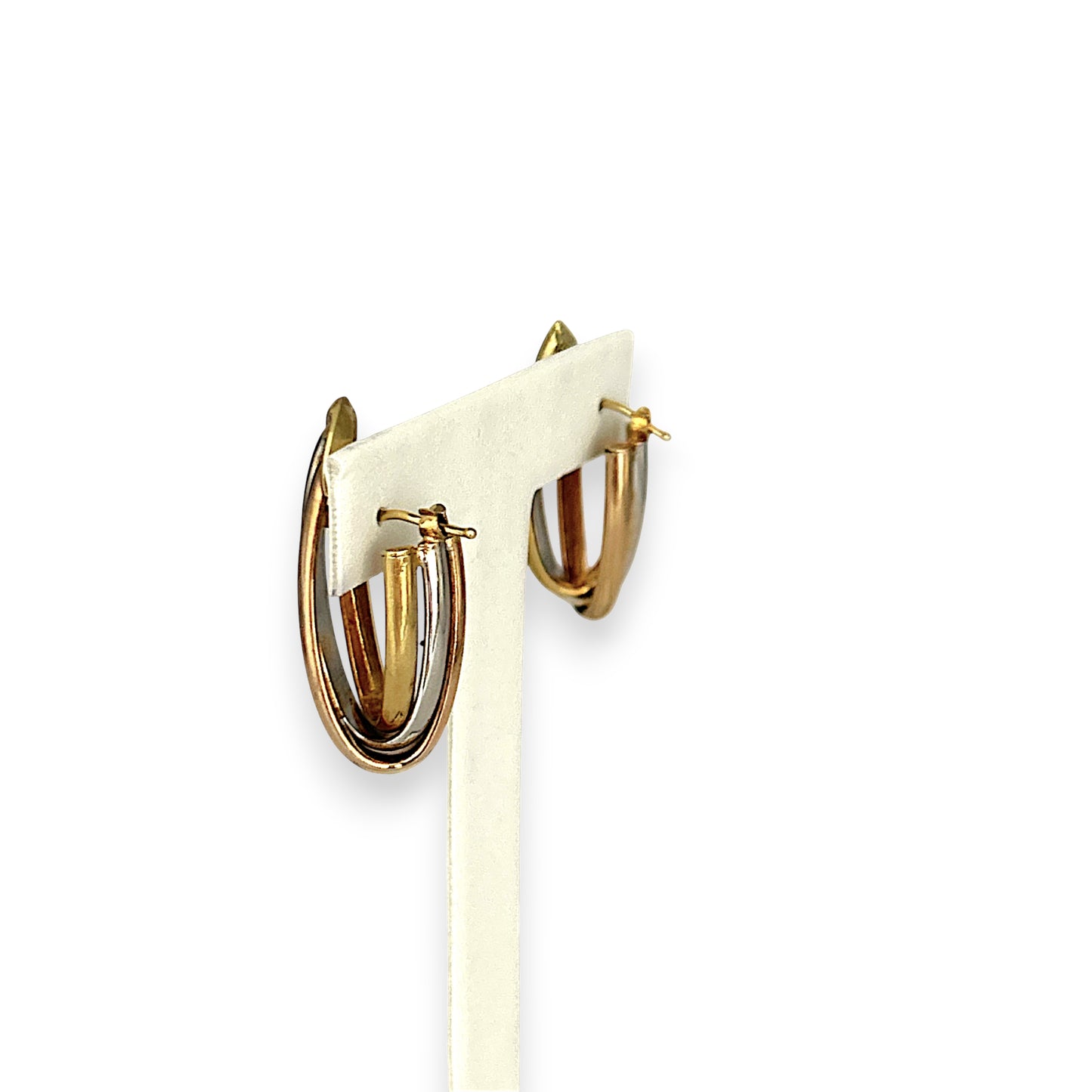 GOLD DEAL | 18ct Gold Tri Tone Upturned Arch Hoop Earrings 31.9mm