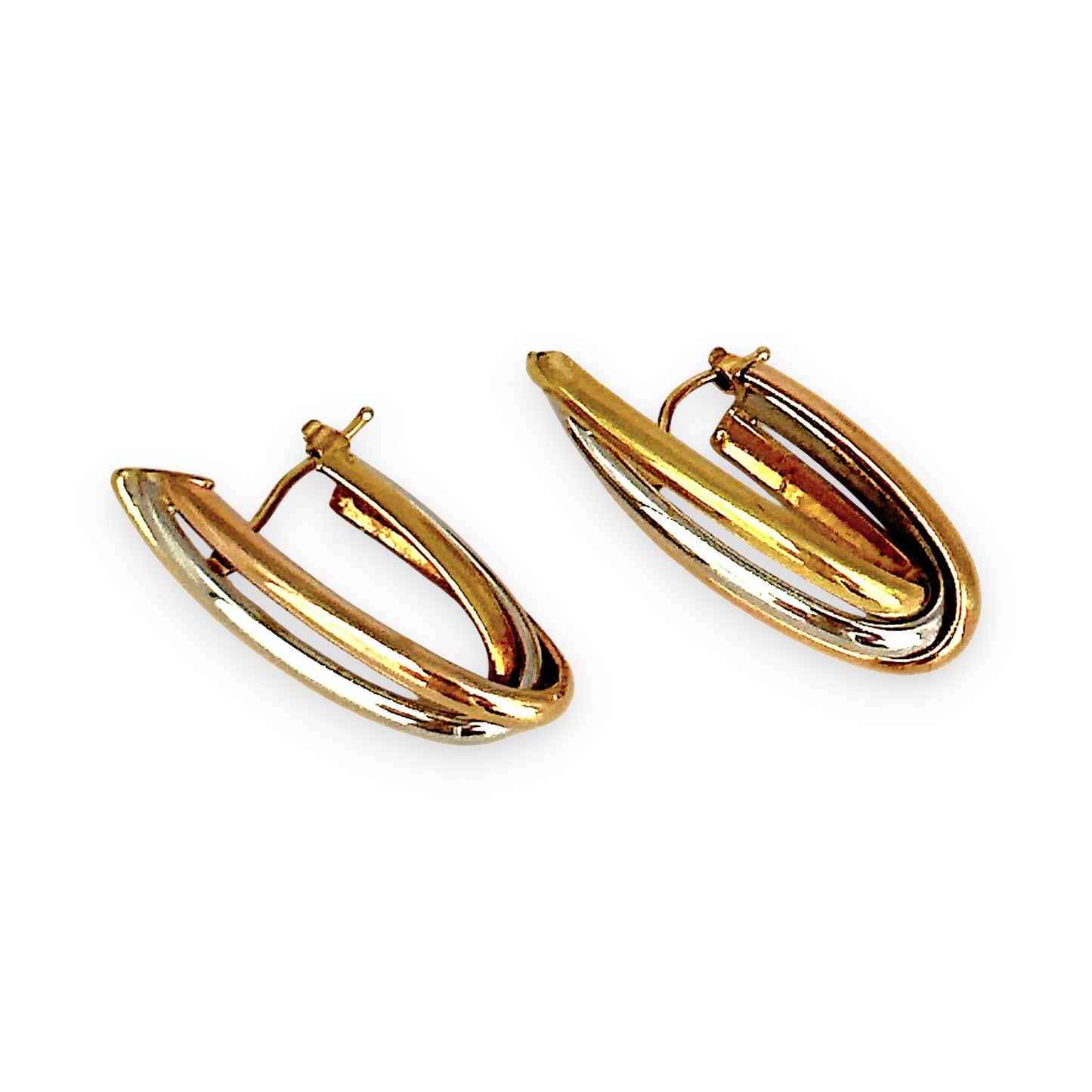 GOLD DEAL | 18ct Gold Tri Tone Upturned Arch Hoop Earrings 31.9mm