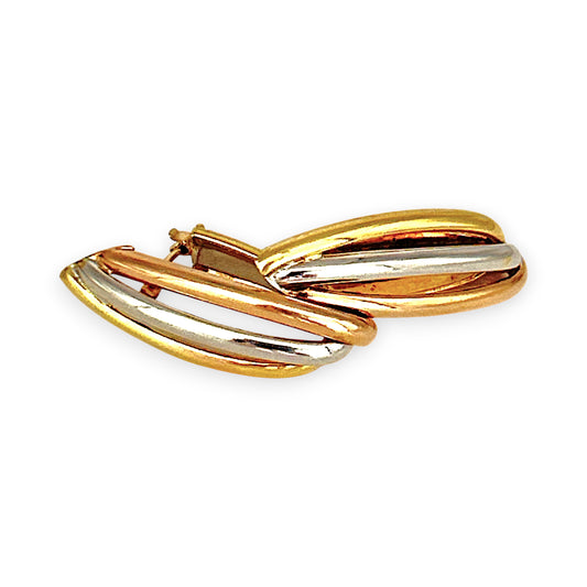 XMAS DEAL | 18kt Gold Tri Tone Upturned Arch Hoop Earrings 31.9mm