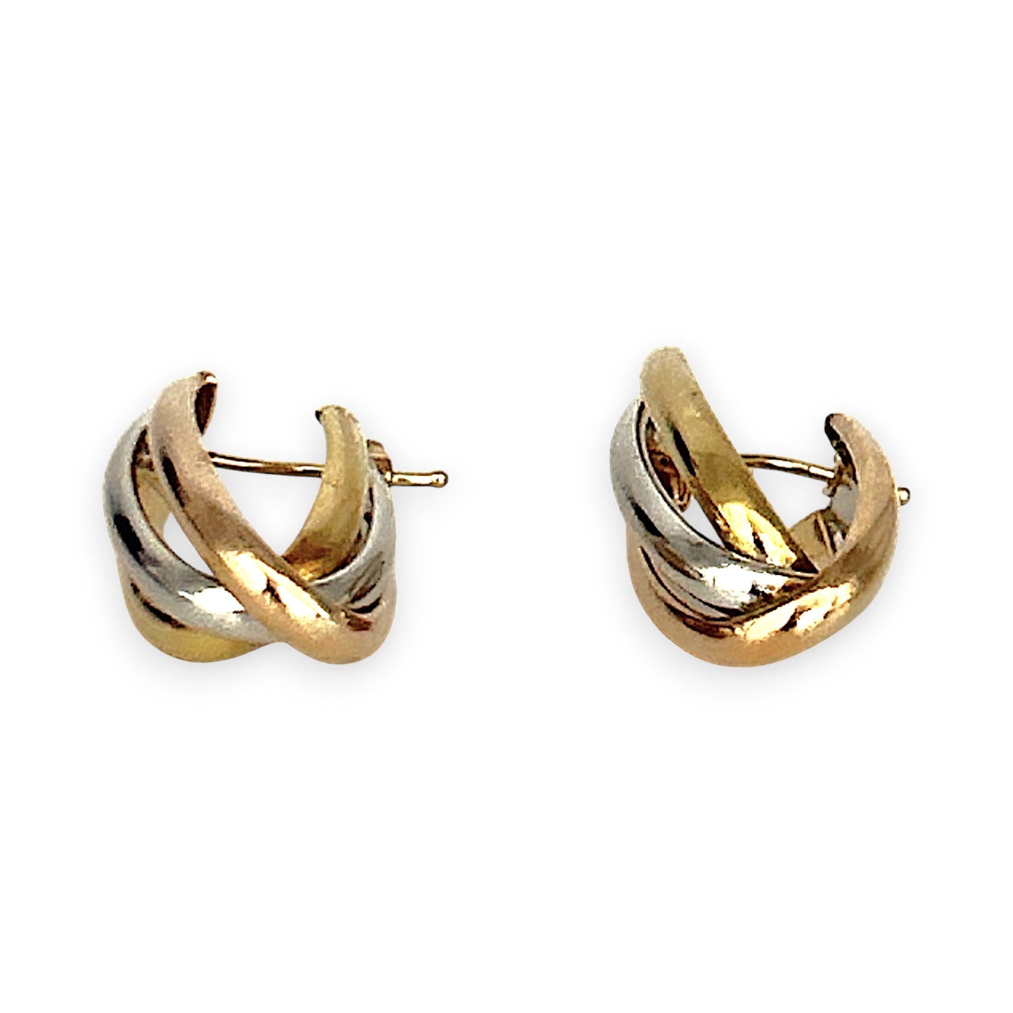GOLD DEAL | 18ct Gold Tri Tone Upturned Arch Hoop Earrings 31.9mm