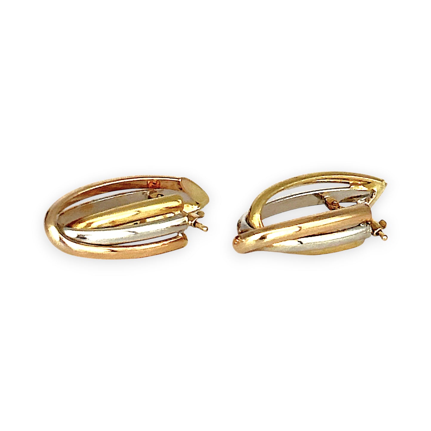 GOLD DEAL | 18ct Gold Tri Tone Upturned Arch Hoop Earrings 31.9mm