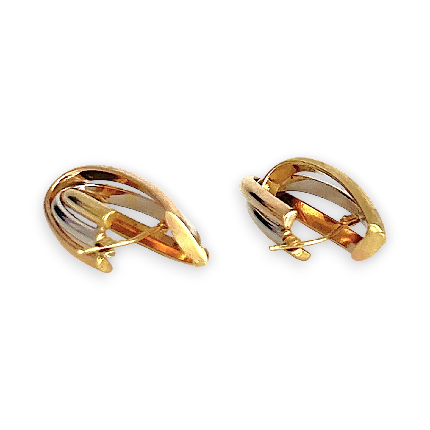 GOLD DEAL | 18ct Gold Tri Tone Upturned Arch Hoop Earrings 31.9mm