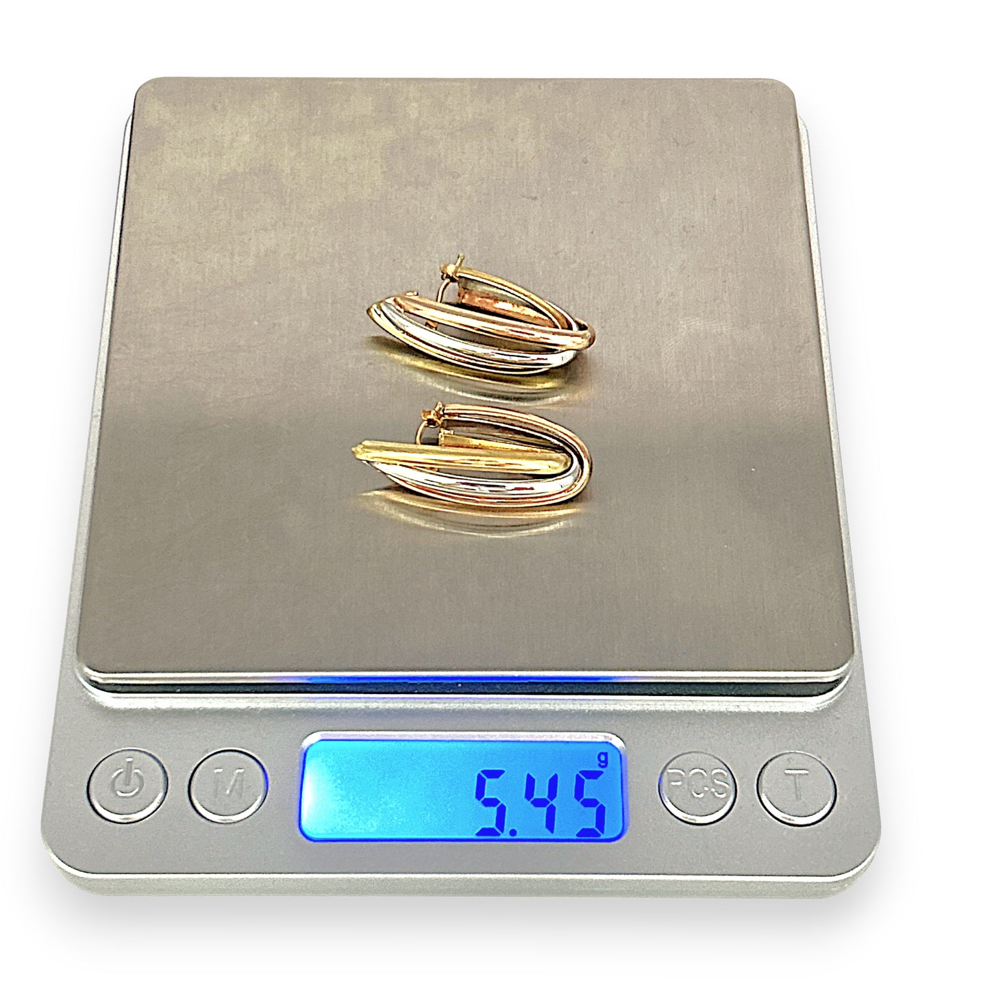 GOLD DEAL | 18ct Gold Tri Tone Upturned Arch Hoop Earrings 31.9mm