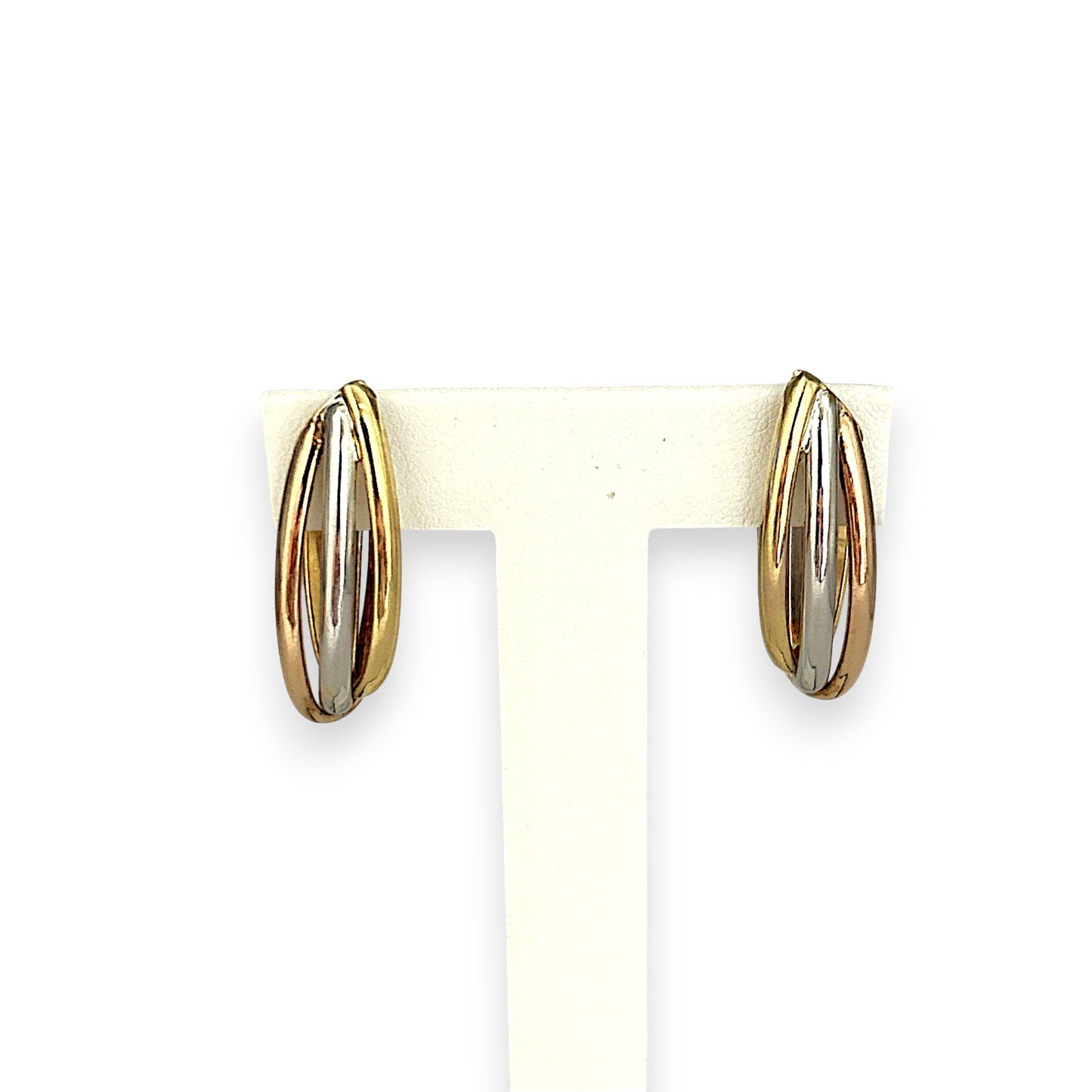 GOLD DEAL | 18ct Gold Tri Tone Upturned Arch Hoop Earrings 31.9mm