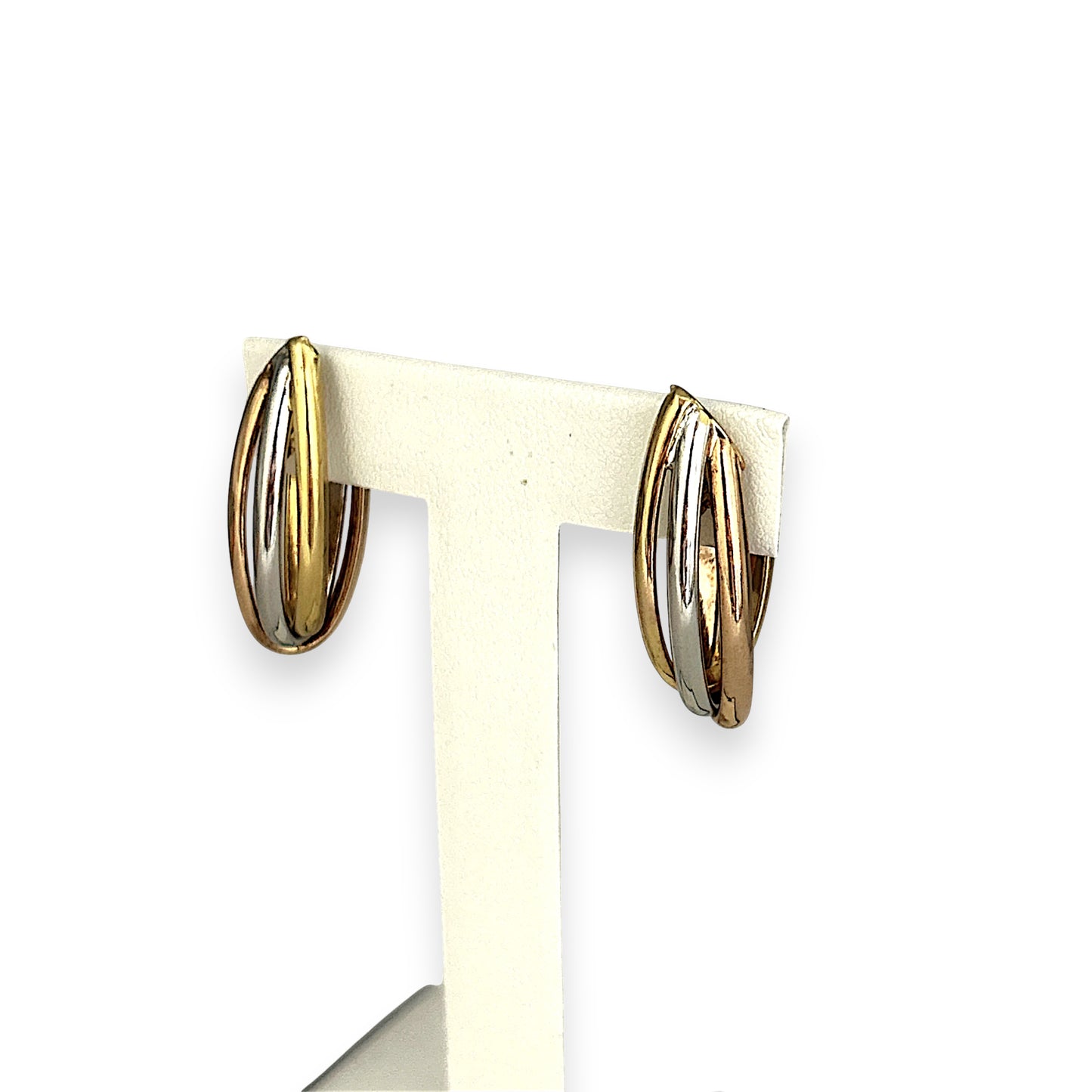 GOLD DEAL | 18ct Gold Tri Tone Upturned Arch Hoop Earrings 31.9mm