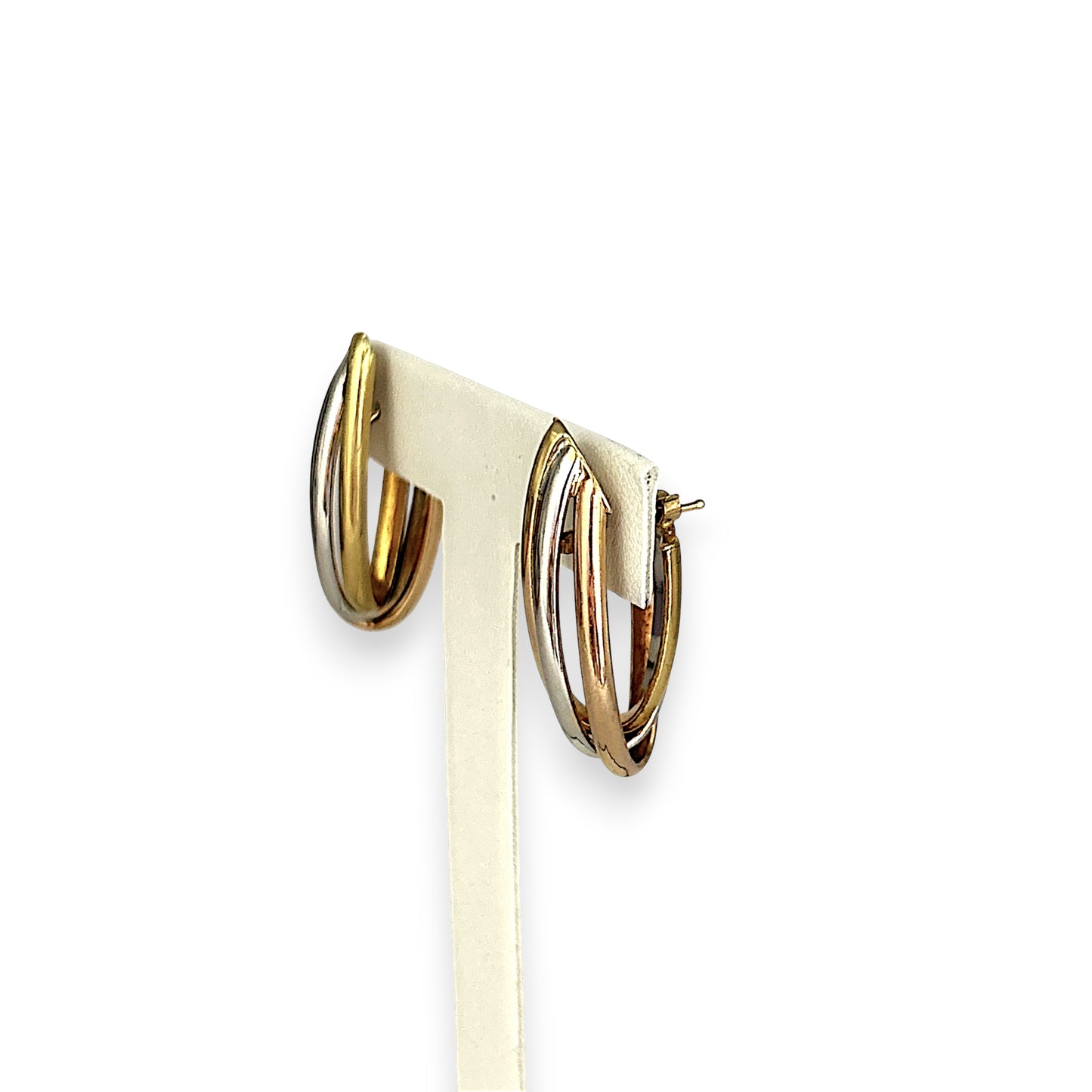 GOLD DEAL | 18ct Gold Tri Tone Upturned Arch Hoop Earrings 31.9mm