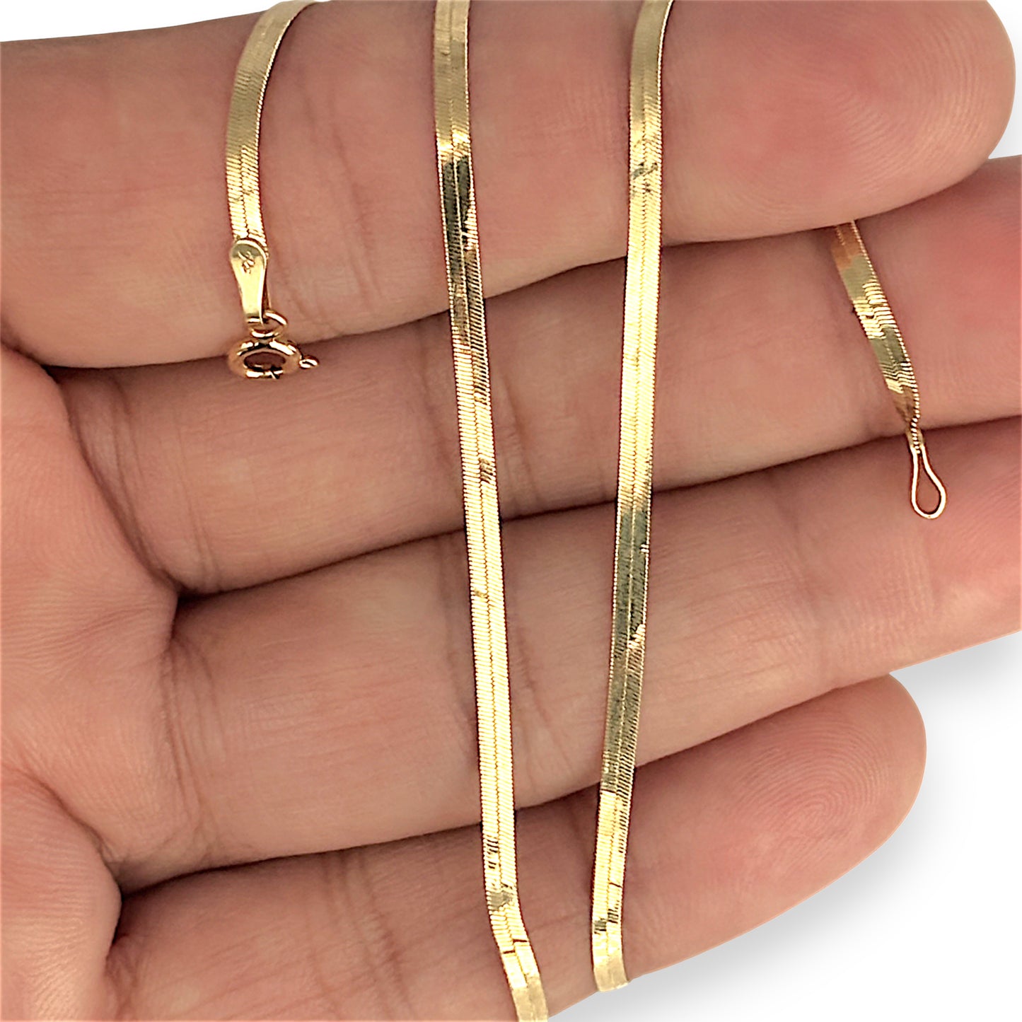 GOLD DEAL | 18ct Gold Hammered Herrinbone Chain 41cm